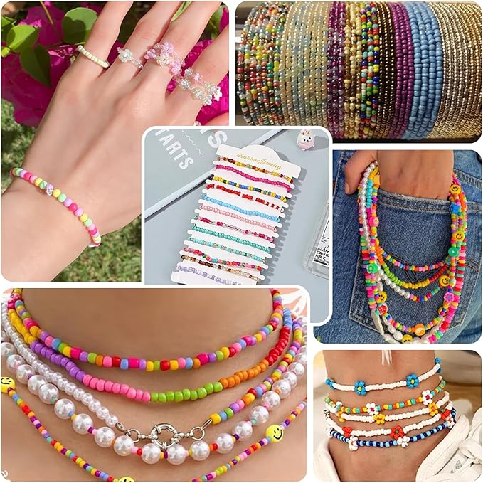 Approx 5000pcs 12/0 Glass Seed Beads for Jewelry Making, 2mm Mix 10 Colors Tube Bead Glass Bugle Bead Waist Beads Kit for Bracelets Necklaces Earrings DIY Supplies (Dark Blue)