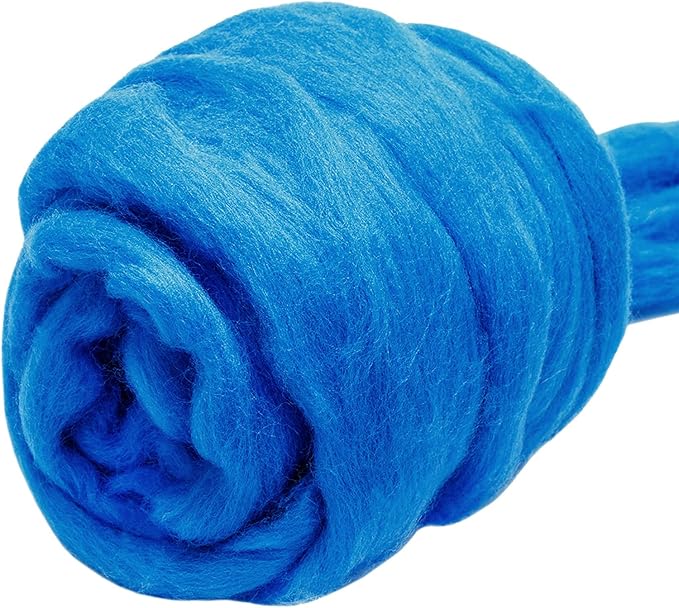 3.53oz Wool Roving, Fiber Roving Wool Top, Wool Felting Supplies, Chunky Yarn, Spinning Wools Roving for Needle Felting Wet DIY Hand Spinning (Light Blue)