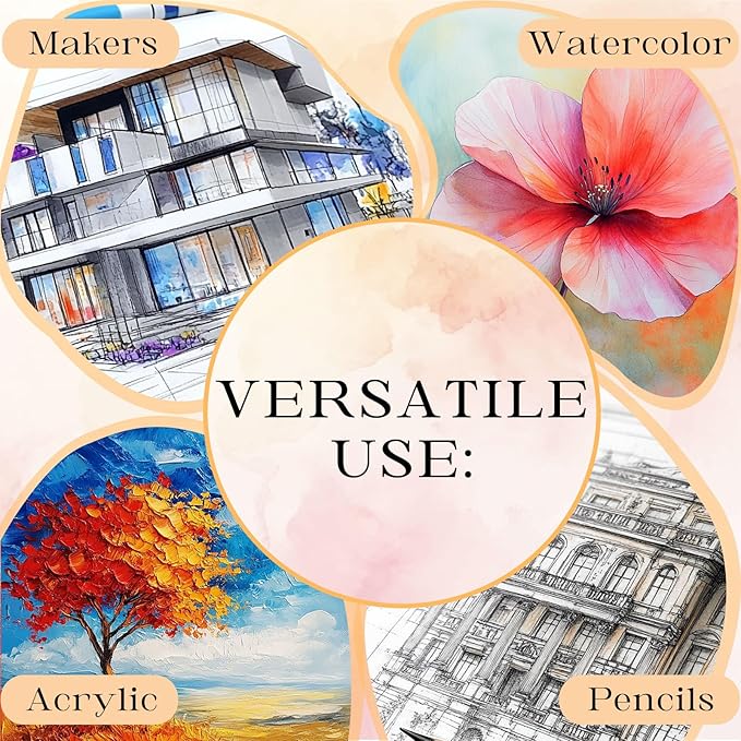 Watercolor Journal Sketchbook, 5.5" x 8.2" Sketch Books Artist Cotton Watercolor Paper Notebook, Linen Cover with Tap Water Pen, 24 Sheets 140 LB, 300 GSM for Travel Sketching On The Go Art