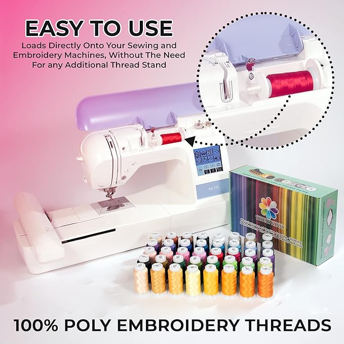 80 Spools Embroidery Sewing Machine Polyester Thread 120D/2 40weight Each Spool 500M(550) Compatible with Janome, Brother Babylock Singer Pfaff Husqvarna Bernina Machine