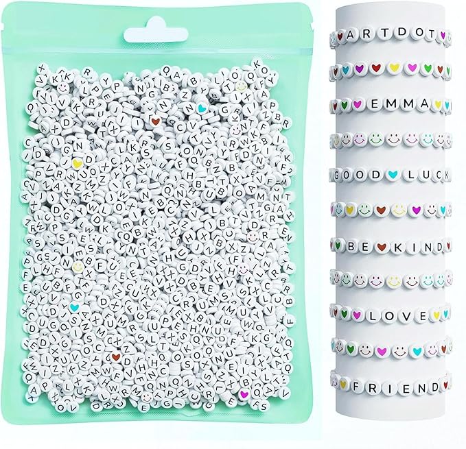 ARTDOT 800 Pieces Assorted Letter Beads for Friendship Bracelets Making Kit, 28 Styles Jewelry Making Supplies Alphabet Beads Set Preppy Crafts Art