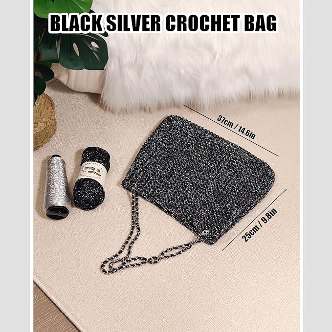 Herally Crochet Kit DIY for Beginners - Include Yarn, Hook and Accessory - with Step by Step Video Tutorials - Shining Tote Bag