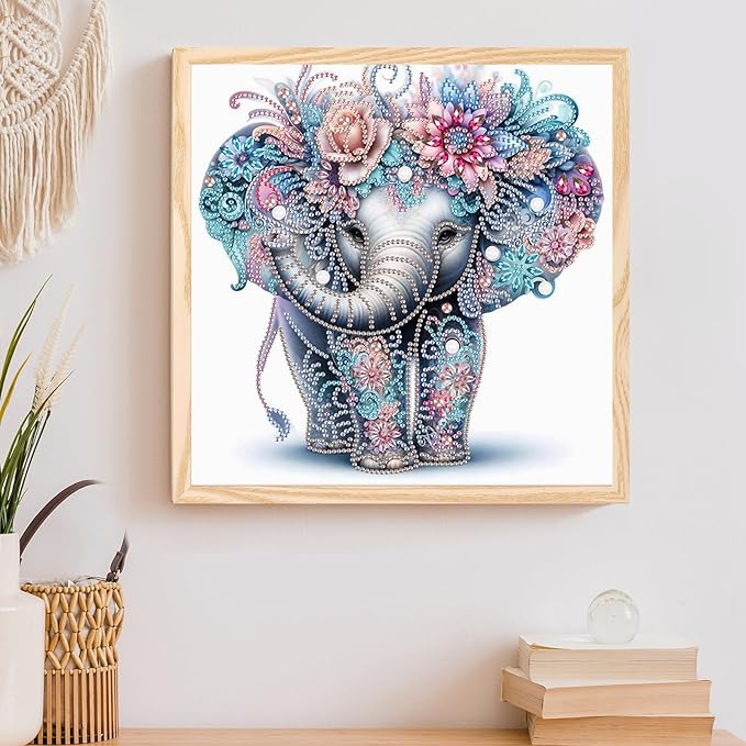 AiYuanzsh 5D Special Shape Diamond Art Kits for Beginners, Diamond Art Painting Kits for Adults, Crystal Rhinestones Diamond Art Painting for Home Wall Decoration Gift 12×12 inch, Elephant