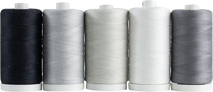 Connecting Threads 100% Cotton Thread Sets - 1200 Yard Spools (Set of 5 - Salt & Pepper)
