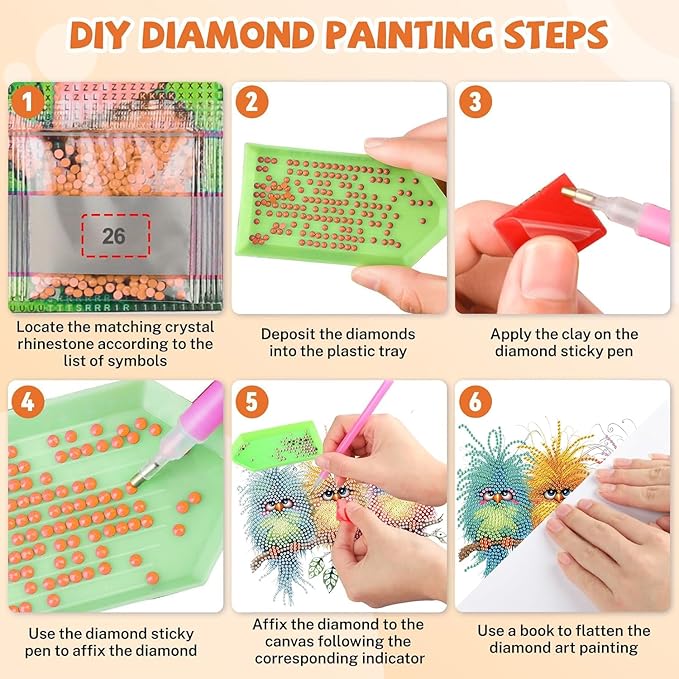 Masendp Small Bird Diamond Painting Hanging Ornament Kit, DIY Special Shaped Rhinestone Window Hanging Kit, Suitable for Home and Garden Wall Decoration Gifts