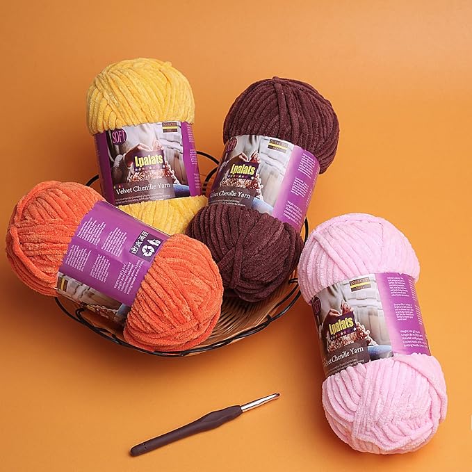 Baby Blanket Yarn for Crocheting Soft - 1 Pack of 100g/3.5oz Chunky Chenille Yarn for Knitting Blankets Amigurumi - Super Bulky Yarns - 87 Yards Thick Plush Yarns (1, Sky Blue)