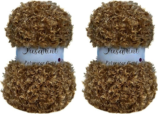 (32 Colors Available) Yusarinl 2 Skeins Teddy Bear Yarn,Fuzzy Yarn for Crochet Polyester Plush Fur for Crafts Fluffy Fuzzy for Knitting(6.7 oz, 80 yds)-Brown