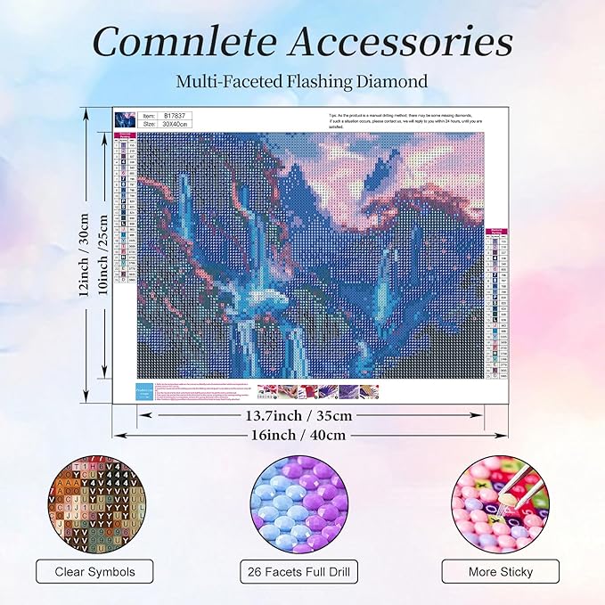 Camocin Diamond Art Kits for Adults Waterfall, 5D Landscape Diamond Painting Kits for Adults Beginners, DIY Waterfall Full Round Dots Drill Gem Art Kit for Home Wall Decor 12 x 16 Inch