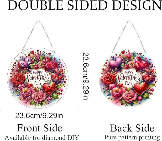 JJFox Diamond Art Hanging Kit for Adult,Special Shaped Rhinestone,DIY Acrylic 5D Diamond Art Painting Window Pendants Home Garden Wall Hanging Kits Hanging Ornament,Double Sided. (Love)