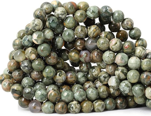 cheavian 45pcs 8mm natural aust rhyolite stone gemstone round loose beads for jewelry making 1 strand 15"