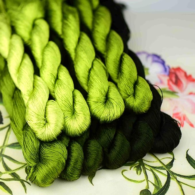 Natural 100% Silk Thread, Handmade Embroidery Thread Silk Floss 10 Colors 110m Each (44)