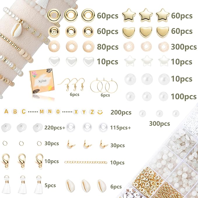 xylise jewelry making supplies kit natural stone beads for irregular natural stone with for diy craft bracelet necklace earrings for adults (white jade)
