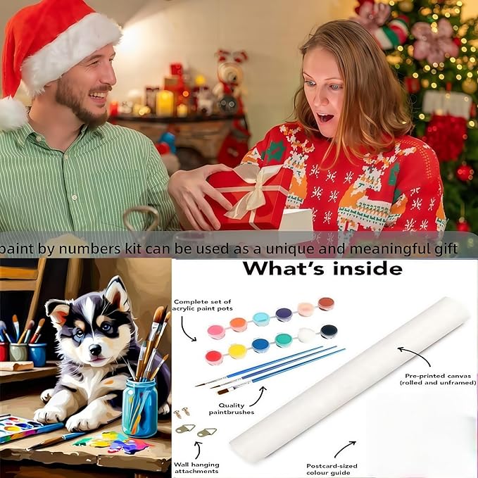 BYGFHLYW Dog Paint by Numbers Kit for Adults Beginners, Animal Easy Adult Paint by Number Kits On Canvas, DIY Acrylic Watercolor Oil Paint by Number for Adults for Home Wall Decor 16X20 Inch
