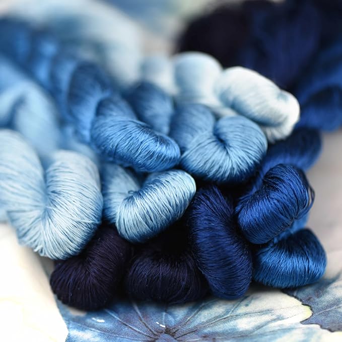 Natural 100% Silk Thread, Handmade Embroidery Thread Silk Floss 10 Colors 110m Each (56)