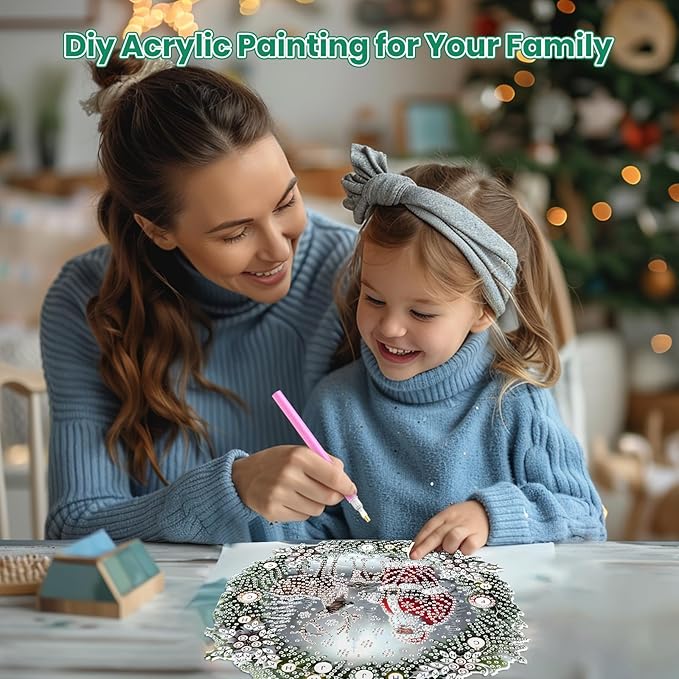 MOGTAA Christmas Diamond Art Hanging Kits for Adults Kids, Christmas Deer Diamond Art Suncatchers, 5D Special Shape Santa Claus Diamond Painting Window Pendant Kit for Home Garden Wall Decor