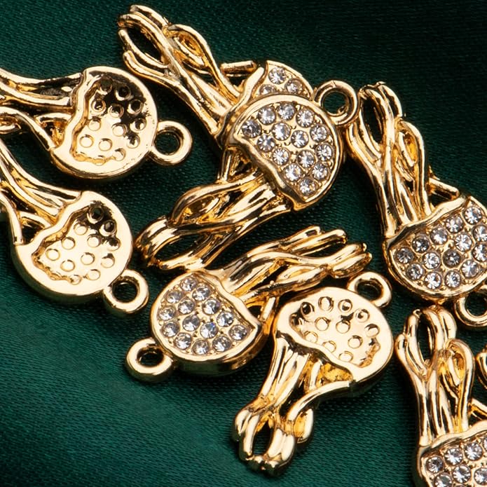 Pack of 20 Rhinestone Charms Gold Plated Pendants Pave Crystal Accessories for Necklace Bracelet Jewelry Making DIY Crafting