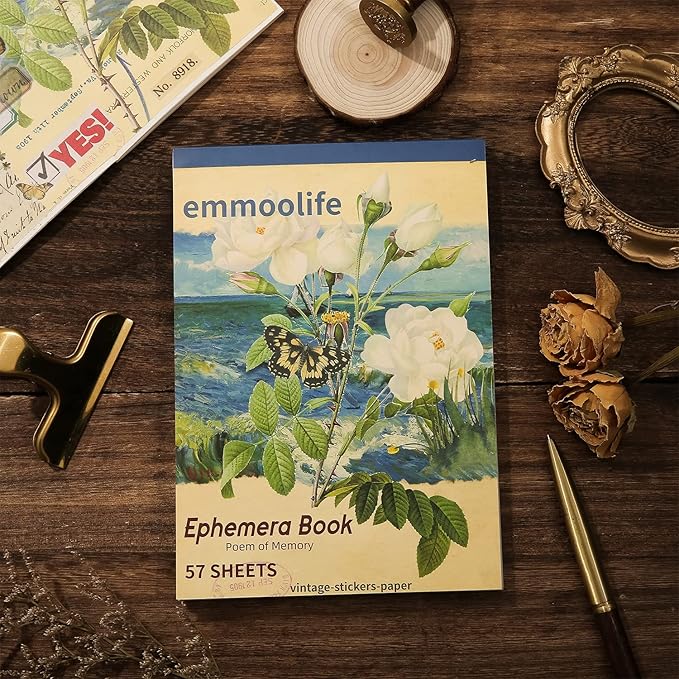 537pcs Vintage Washi Stickers and Papers for Scrapbooking, Ephemera Book for Journaling with Botanical Sticker and Scrapbook Decoupage Paper for Bullet Junk Journal, Scrapbooking Supplies for Adults