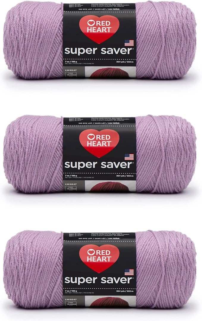 Red Heart Super Saver Orchid Yarn - 3 Pack of 198g/7oz - Acrylic - 4 Medium (Worsted) - 364 Yards - Knitting/Crochet