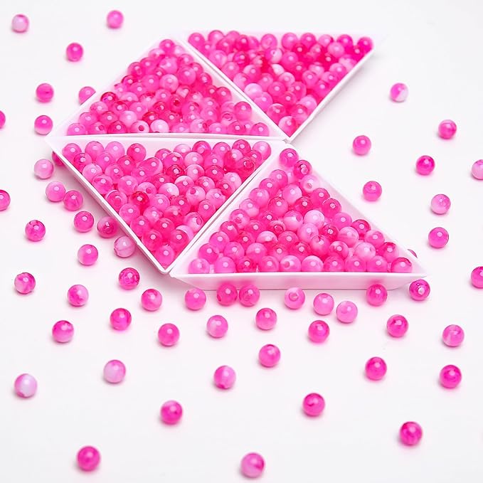 bonny boxx 1000pcs 6mm rose jade round beads, smooth acrylic balls, plastic resin gumball bubblegum chunky beads for necklace & bracelet making, crafting supplies