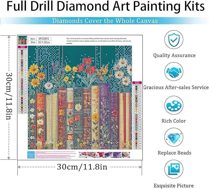 EIBEILI Diamond Art Kits for Adults, Book 5D Diamond Painting Kits for Beginner DIY Gem Art Full Drill Diamond Dots Crystal Craft Kits for Home Wall Decor Gifts 12x12inch
