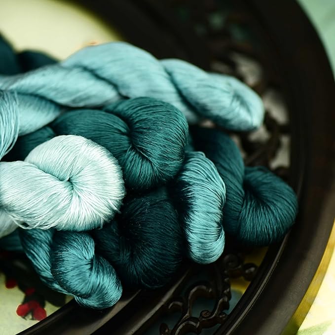 Natural 100% Silk Thread, Handmade Embroidery Thread Silk Floss 7 Colors 110m Each (50)