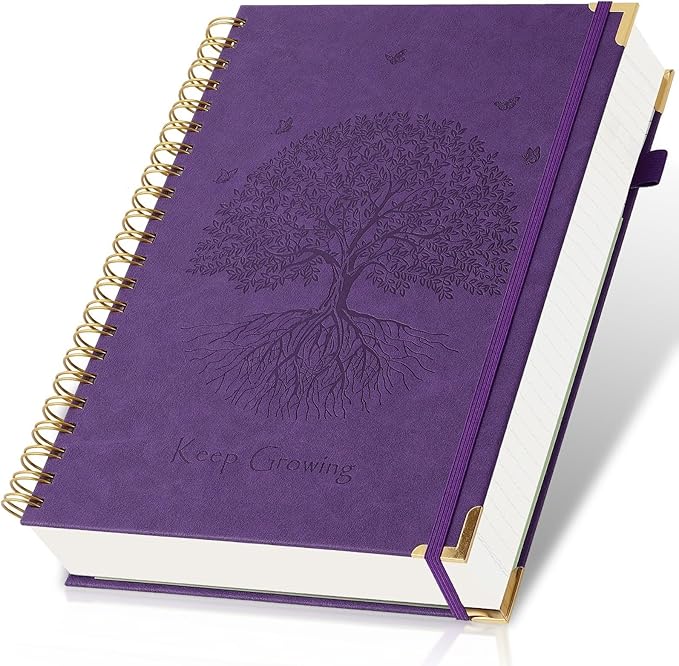 Blank Spiral Notebook, Sketch Book, 8.5" x 11", 300 Pages Hardcover Leather Sketchbook, Large Unlined Notebook Journal for Women Men, No Bleed Thick Paper Sketchbook for Drawing, Purple Sketch Books