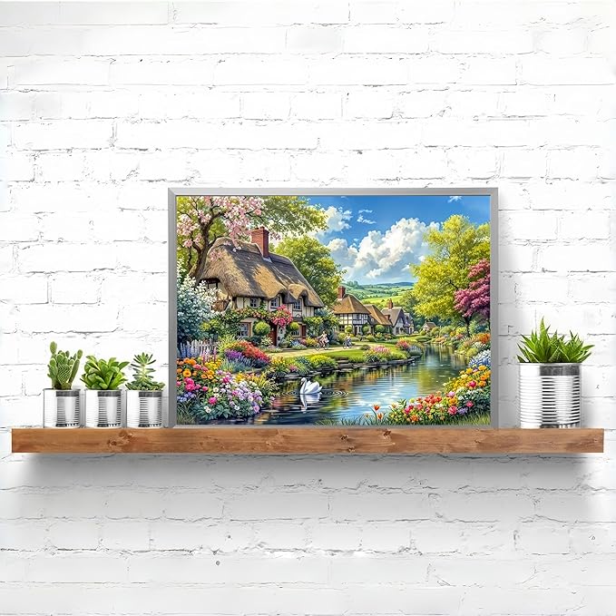 Diamond Art Kits for Adults Landscape, DIY 5D Diamond Painting Kit for Beginners, Spring Full Round Drill Gem Art Dots for Adults, Diamond Dots Paintings Crafts Home Wall Decor 12X16 Inch