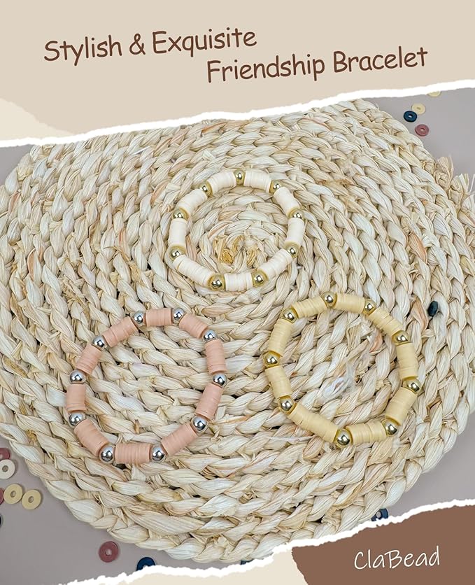 ClaBead Bracelet Making Kit 3200Pcs, Clay Beads Bracelet Kit with Gold Beads and Sliver Beads (Earth Tone)