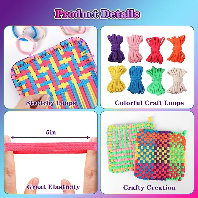ddai weaving loom refill loops kit – loom refill loops for weaving potholder loom kit - arts and crafts for kids ages 6 7 8-12 13 girls boys adults - crafts supplies 224 pcs in 8 bright colors