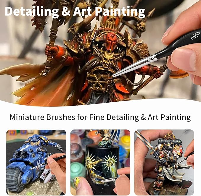 Extreme Detail Paint Brushes Set, 15pcs Miniature Paint Brushes for Fine Detailing, Art Painting, Micro Detail Paint Brush for Acrylics, Oils, Watercolors, Paint by Number,Rock Painting