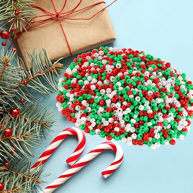 Christmas Pony Beads for Bracelets Making Kit, (1200Pcs 6x9mm) Kandi Beads, Hair Beads for Braids, Craft Beads for Jewelry Making