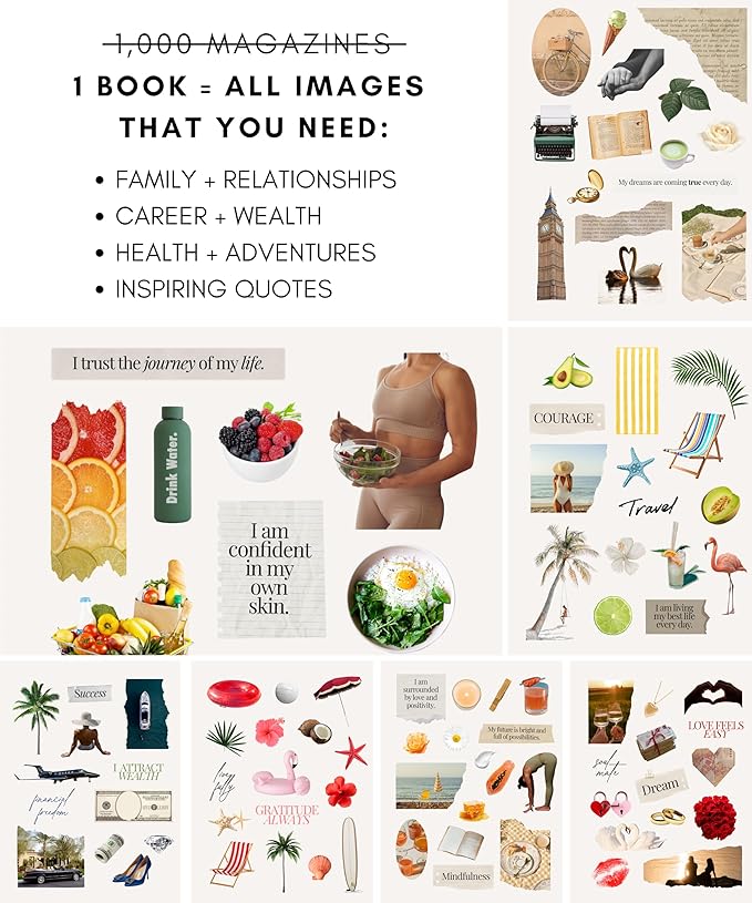 Lamare Vision Board Collage Book - Vision Board Images, Vision Board Supplies, Vision Board Kit for Manifestation