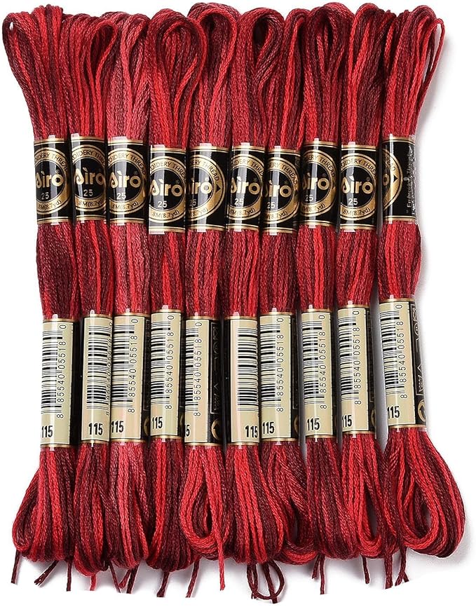 FASHEWELRY 10 Skeins Dark Red Embroidery Floss Friendship Bracelet String Threads 6-Ply 0.5mm Cross Stitch Embroidery Thread for Sewing Bracelet Making Stitching Crafts