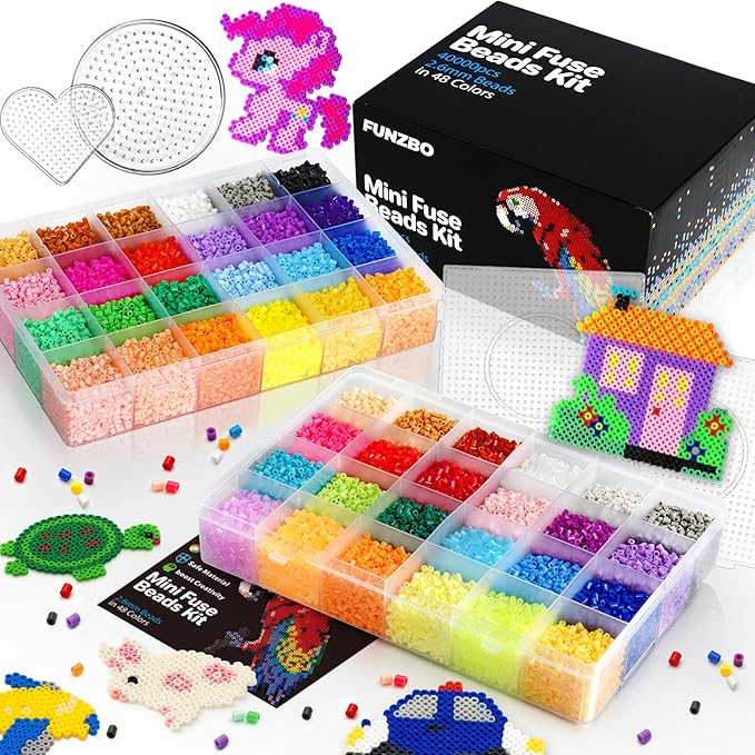 funzbo 40000 2.6mm mini size fuse beads set - 48 colors, christmas toys and crafts, arts and crafts, kids room decorations, christmas gifts for girls, boys, kids and teens (non standard size)
