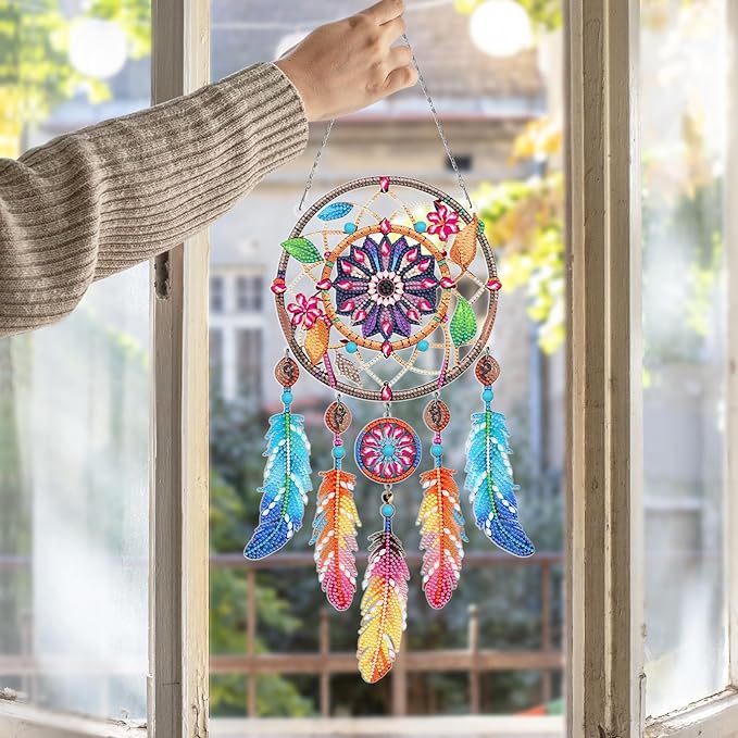 DIY Dream Catchers Diamond Painting Kit - Handmade Craft for Boho Decor, Symbol of Good Dreams & Positive Energy, All-Inclusive Crafts for Adults (Vibrant)