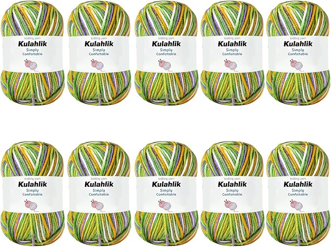 500g(10x50g) Acrylic Yarn for Crocheting and Knitting, Colorful Gradient Yarn Thread, 10 Rolls Skeins, Multicolor Hilo Acrílico, Perfect for DIY Crafts Project