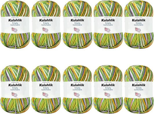 500g(10x50g) Acrylic Yarn for Crocheting and Knitting, Colorful Gradient Yarn Thread, 10 Rolls Skeins, Multicolor Hilo Acrílico, Perfect for DIY Crafts Project