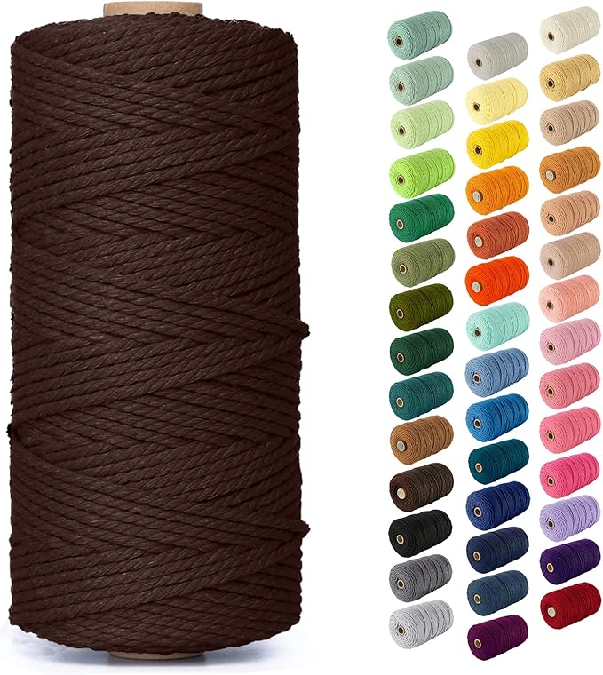Nook Theory Macrame Cord - 3mm 109 Yards Cotton Rope, 4mm 5mm Yarn, String for Crafts, Perfect for Macrame Wall Hanging and Boho Decorations (Mocha)