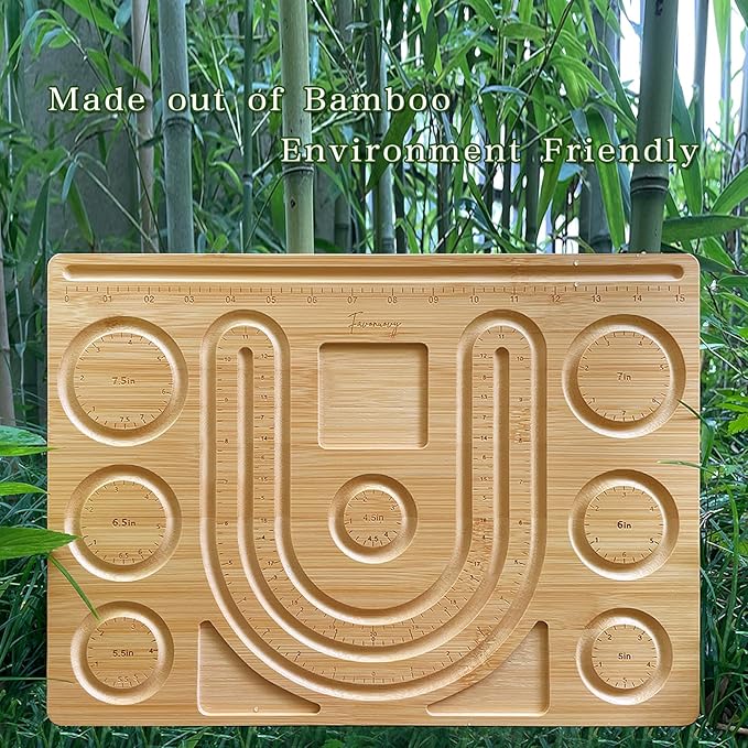Favonuovy Bead Boards for Jewelry Making Bamboo Bracelet Measurement Board 4.5" 5" 5.5" 6" 6.5" 7" 7.5" All in Inches Beading & Jewelry Making Trays Mats Wooden Bracelets and Necklace Design Board