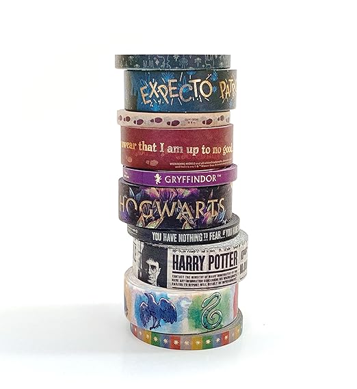 Paper House Productions Harry Potter Foil Accent 10 Piece Washi Tape Pack with 5 15mm Rolls and 5 5mm Rolls - Bold & Bright