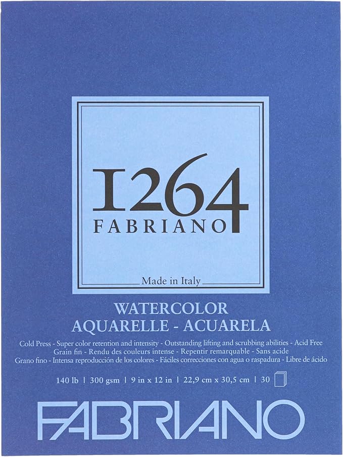 Fabriano 1264 Watercolor Pad, Bright White