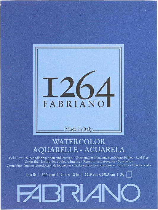 Fabriano 1264 Watercolor Pad, Bright White