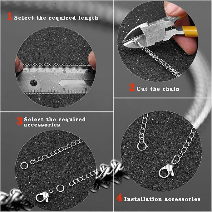 80ft Jewelry Making Kit - 8 Color Stainless Steel Curb Chain, 240 Jump Rings & 80 Lobster Clasps for DIY Bracelet, Earring & Necklace Crafts (2*3 mm)