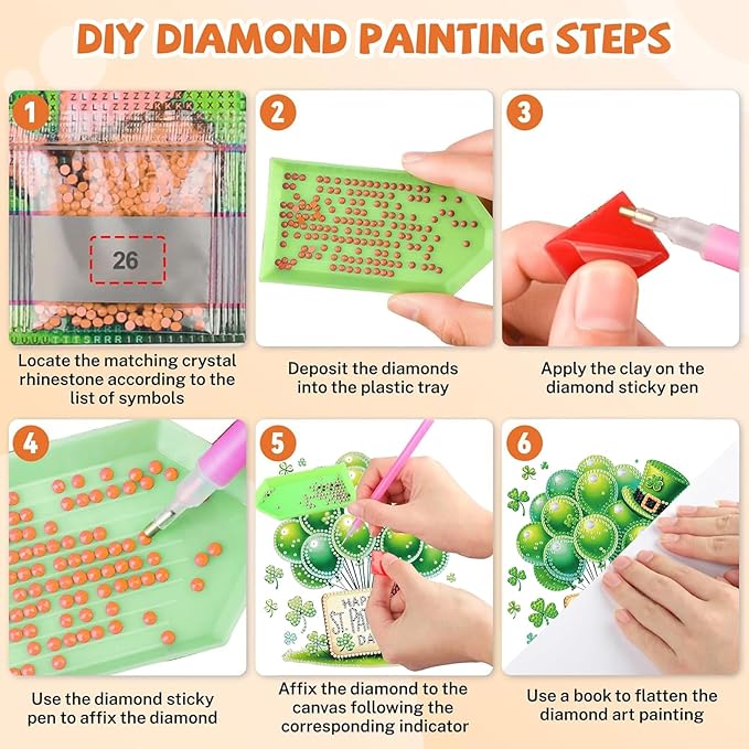 Masendp St. Patrick's Day Diamond Painting Double-Sided Hanging Ornament Set, DIY Irregular Shaped Rhinestone Window Decoration Set, Suitable for Home and Garden Wall Decoration Gifts