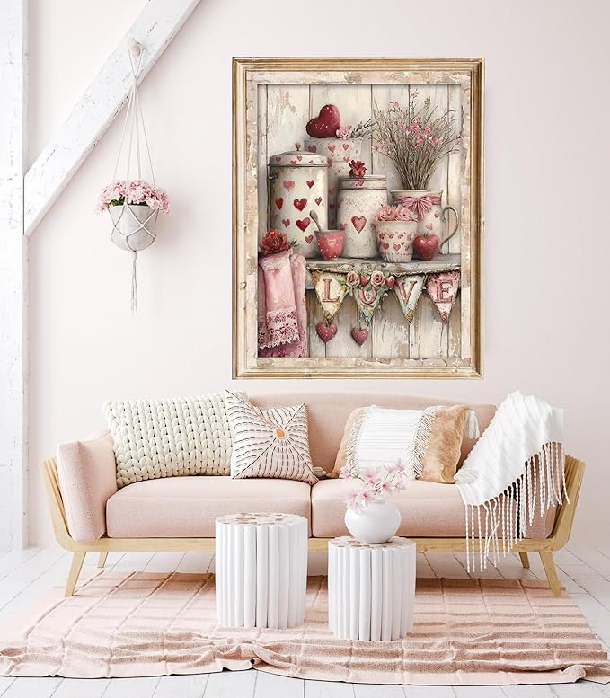 Valentine Heart Bottle Diamond Art Kits for Adults, Diamond Painting Kits for Adults for Beginners, DIY Diamond Dots Art Kits, 5D Full Round Drill Gem Art Painting Kits for Home Wall Decor, 12x16in