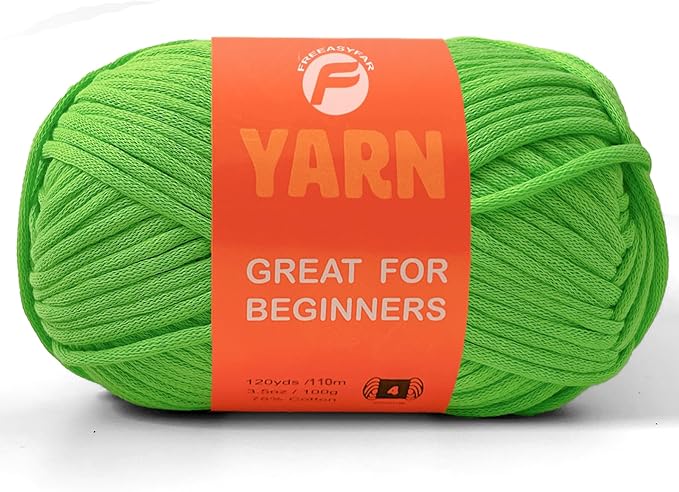 3.5Oz Beginner-Friendly Yarn for Crocheting and Knitting;Worsted-Weight Medium #4;Cotton Blend Yarn for Beginners with Easy-to-See Sitches,Great for Amigurumi DIY (Green,1 Skein)