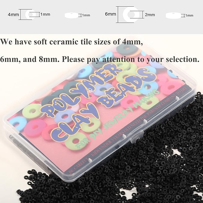 4000 Pcs Clay Beads for Bracelets Making, Polymer Spacer Flat DIY for Jewelry Necklace Earring Making Kit, Preppy Aesthetic Heishi Heshie Thin Disk Beads Assortments Set 4 6 8MM (BK-11-18, 4MM)