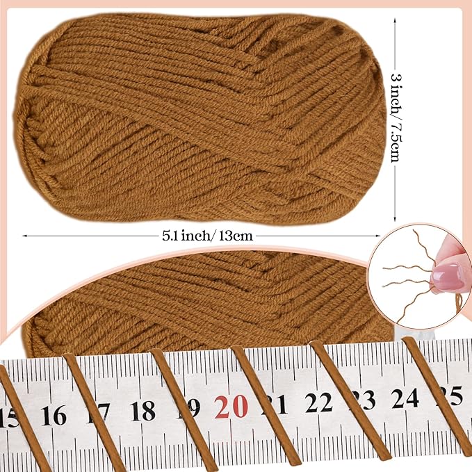 24 Skeins Soft Cotton Yarn Total 2880 Yards Assorted Colors Yarn for Crocheting and Knitting 4 Ply Acrylic Gauze for DIY Crafts Project, Each Skein 1.76 Oz/120 Yard(Dark Colors)