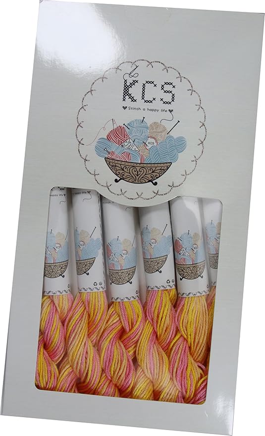 KCS Big skeins of 25 Meters Size 25 Color Variegated Cross Stitch Stranded Threads,6 skeins,4100