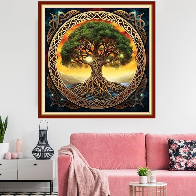 Redxing Stamped Cross Stitch Kits Embroidery kit for Beginners Adults Full Range of Embroidery Patterns Starter Kits DIY Printed Cross Stitch Kits Needlepoint Kits 11CT-Magic Tree 18x18 inchs